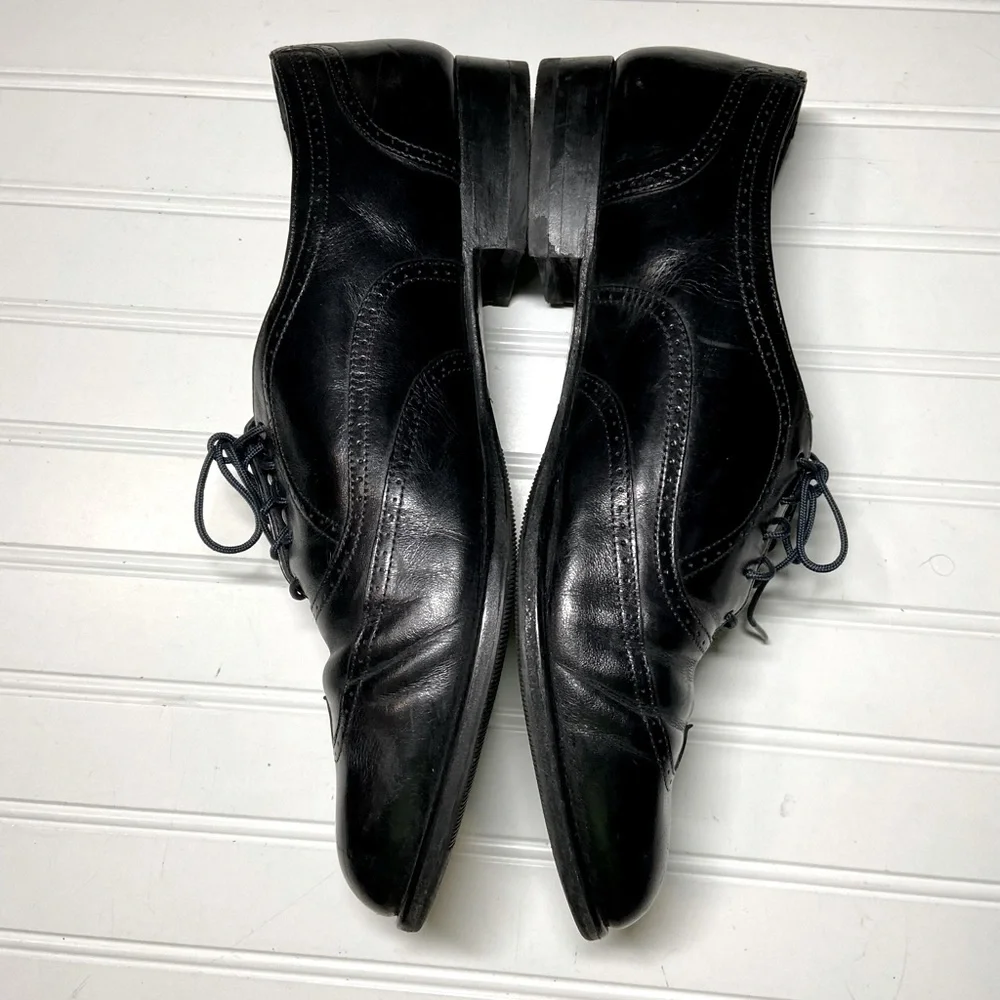 Stacy Adams Mens Sz 12 Black Leather Oxford Shoes Pre Owned Very Good Condition - Picture 2 of 6